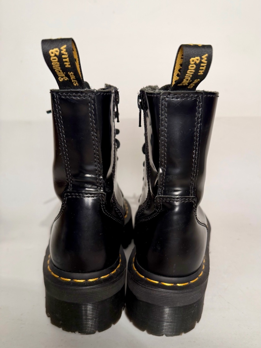 Dr. Martens Jadon Platform Leather Womens 7 Boot Black Polished Smooth Zip Side - Picture 8 of 16